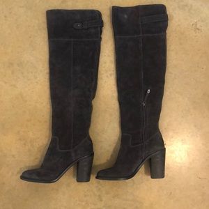 Gray thigh high boots